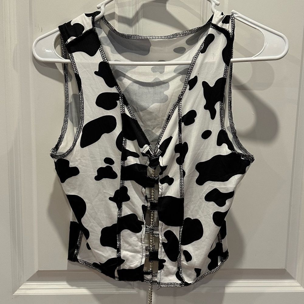 Small cow print tank top crop top